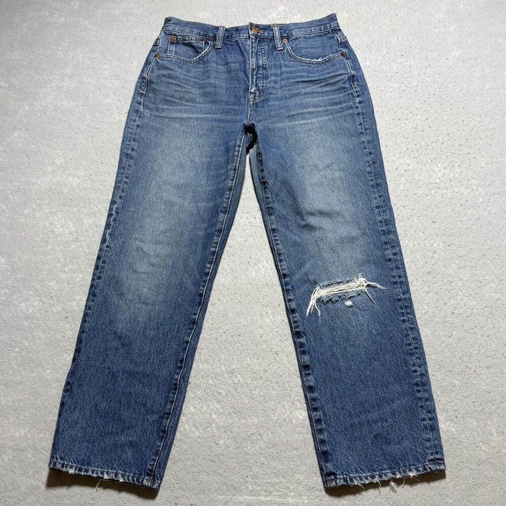Madewell Classic Straight Jeans Women's Size 28 Blue Denim Stretch Pocket
